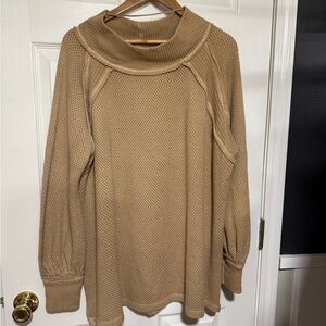 We The Free Cowl Neck Sweater in Tan